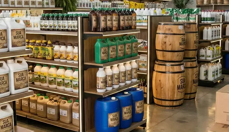 Criamos sua marca própria de fertilizantes, do conceito ao produto pronto para vender.